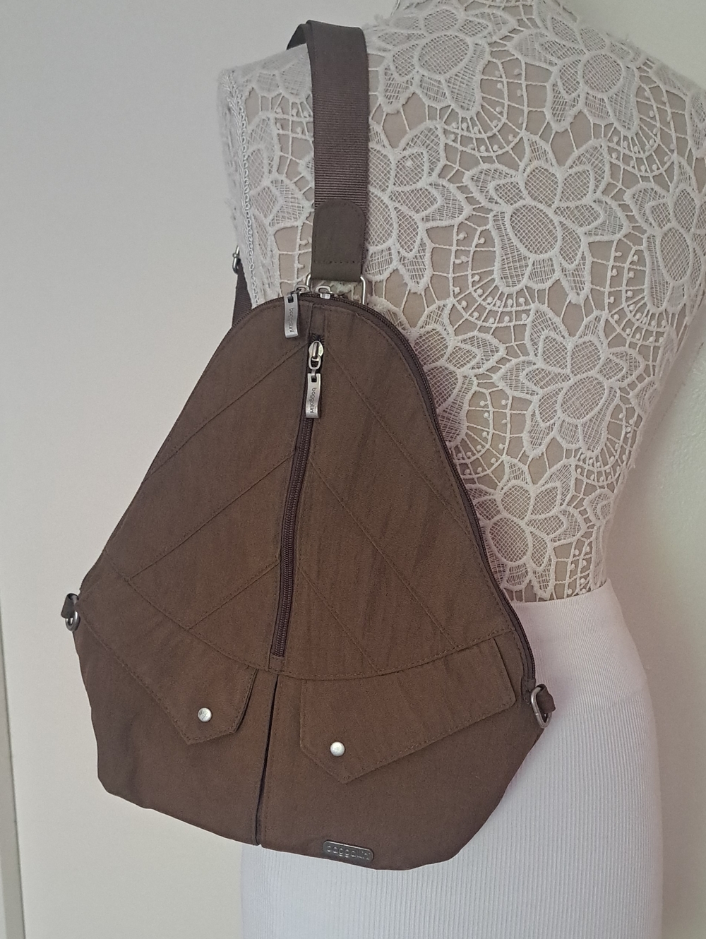 Baggallini Traverse Brown Sling Backpack